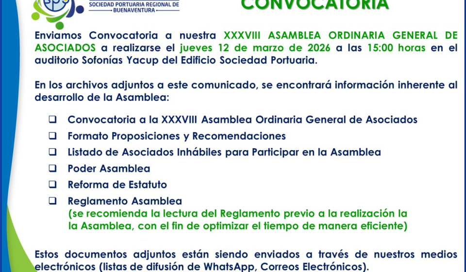 Convocatoria Asamblea 2026